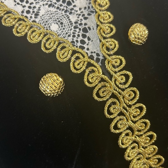 Vintage military inspired black velvet with gold trim accents and buttons - Picture 12 of 15